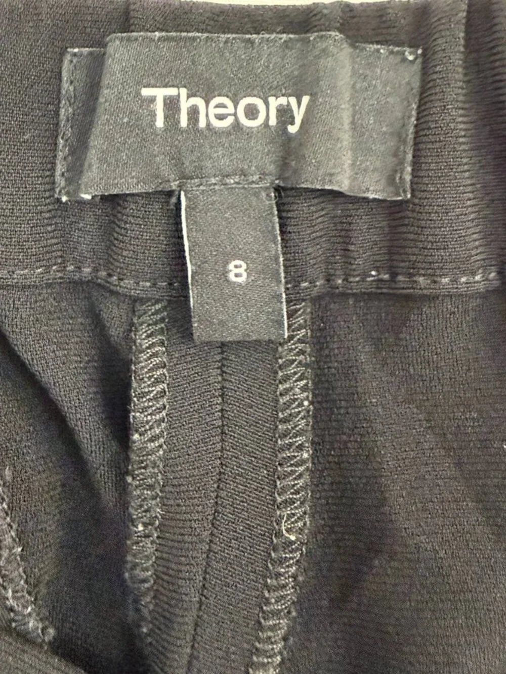 Theory Treeca Pull-On Pants Black Cropped Straight Leg Size 8